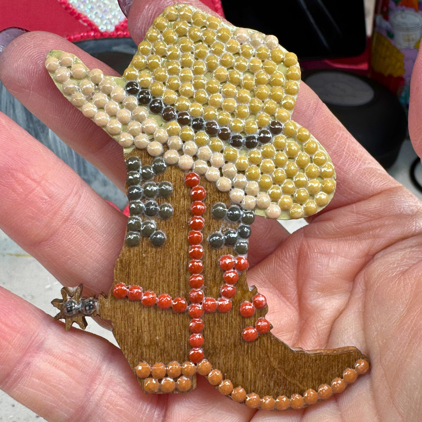 Cowboy Hat with Boot magnet - Brown hat