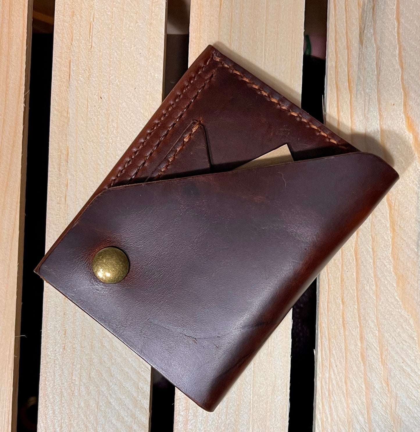 Dark Brown Front Snap Card Wallet