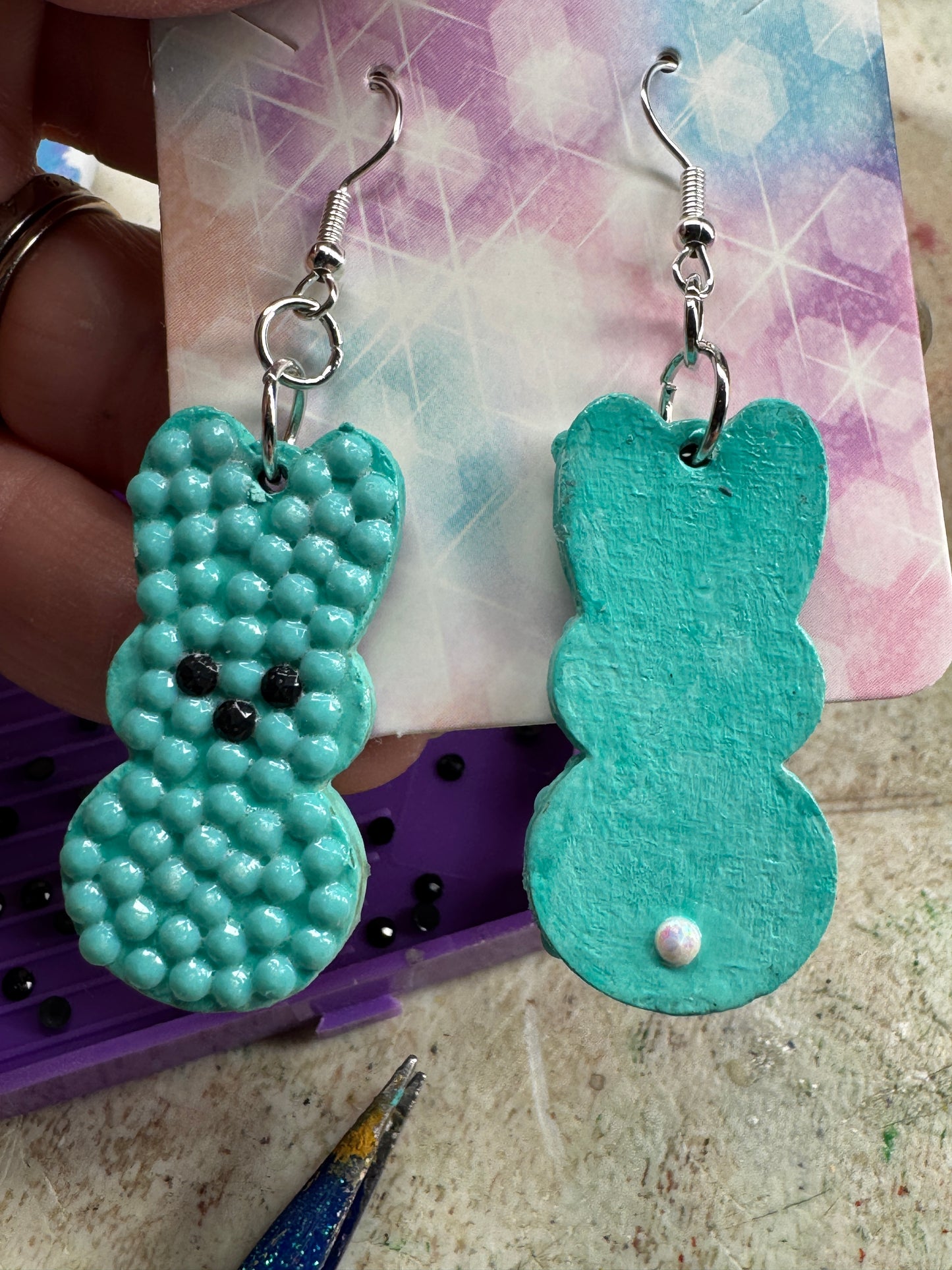 Earrings -Turquoise Bunny Peeps