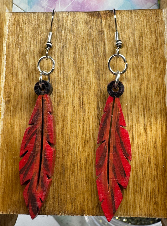 Earrings - Fiery Feathers