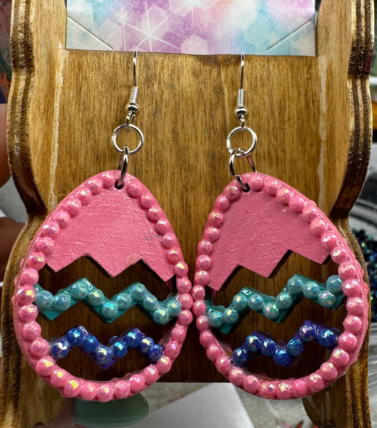 Earrings -Pink and Mint Easter Eggs