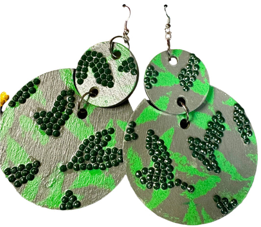 Earrings - Camo Leaves
