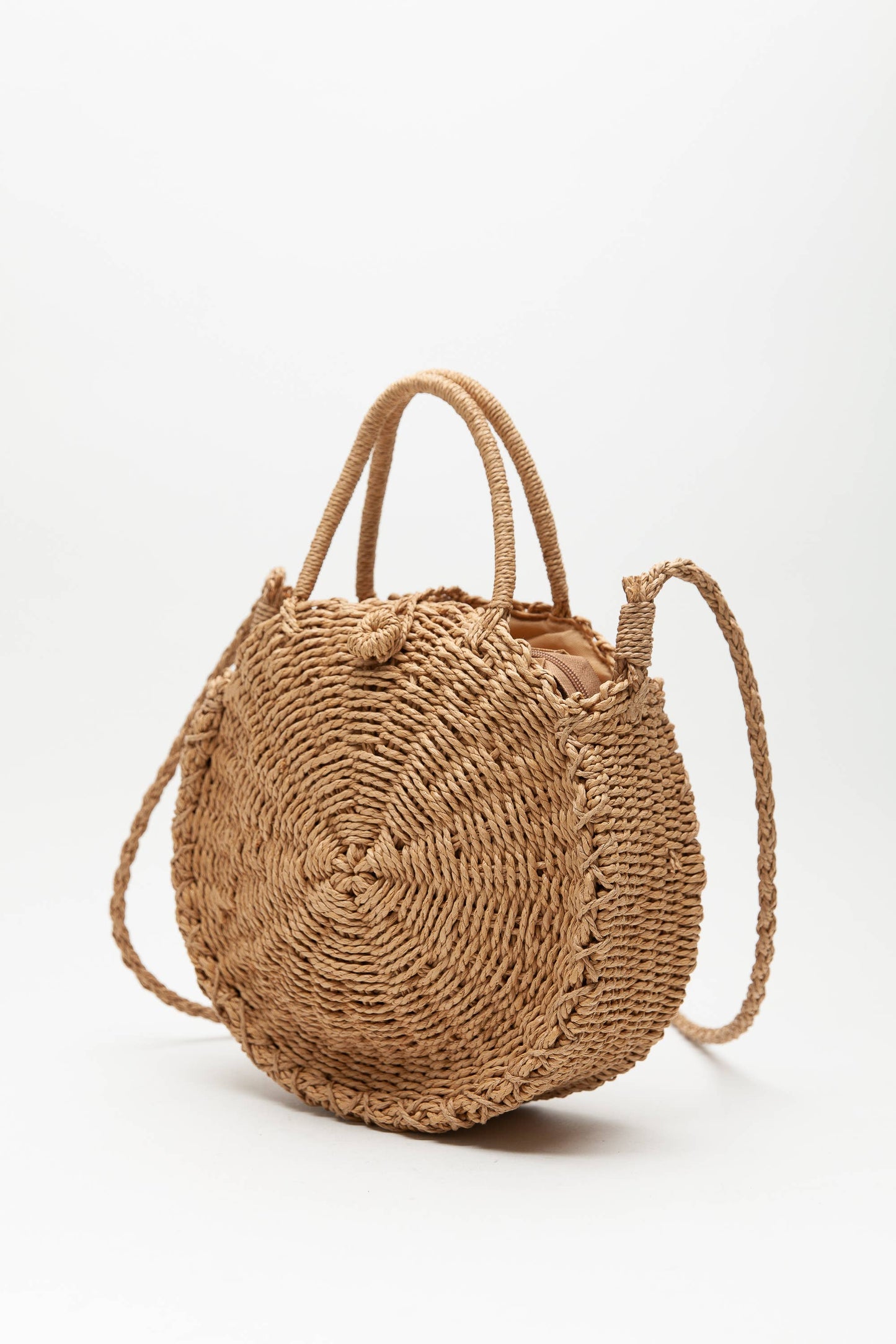 The Morgan | Rounded Rattan Woven Purse w/ Arm Strap