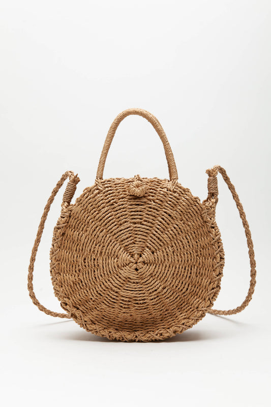 The Morgan | Rounded Rattan Woven Purse w/ Arm Strap