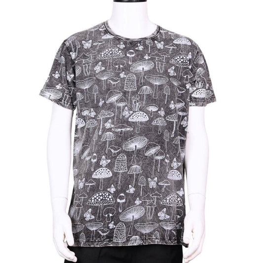 Cotton Black and white Butterfly on Mushroom T shirts S114