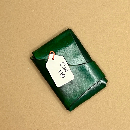 Green Hand Dyed Leather Card Wallet
