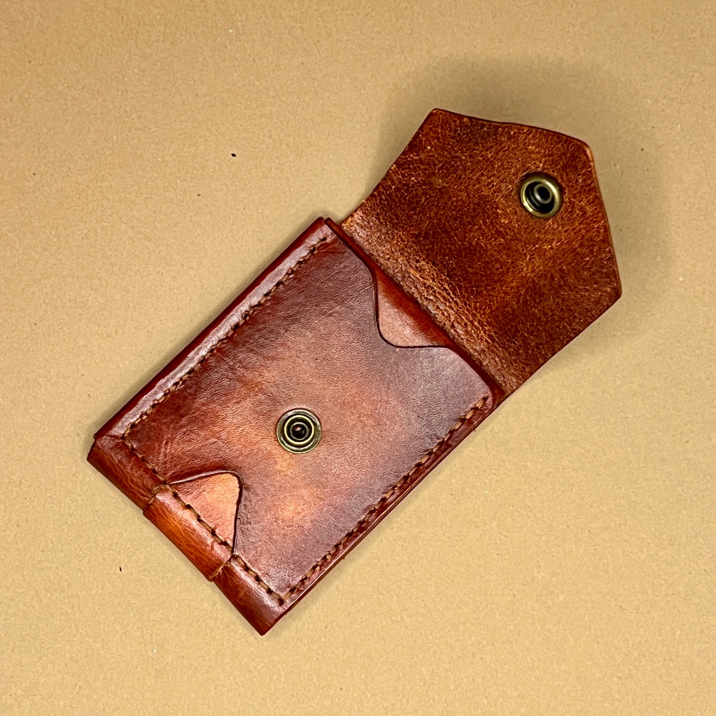 Leather Vertical Trifold Wallet (cognac)