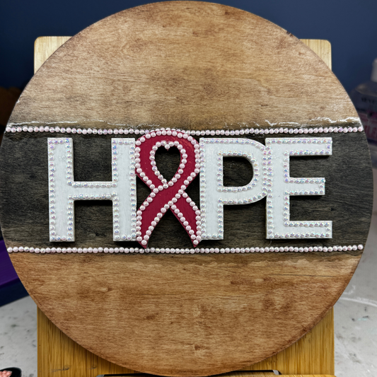 HOPE Pink Awareness Ribbon Circle Wall Sign