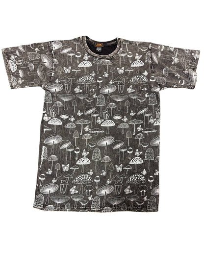 Cotton Black and white Butterfly on Mushroom T shirts S114