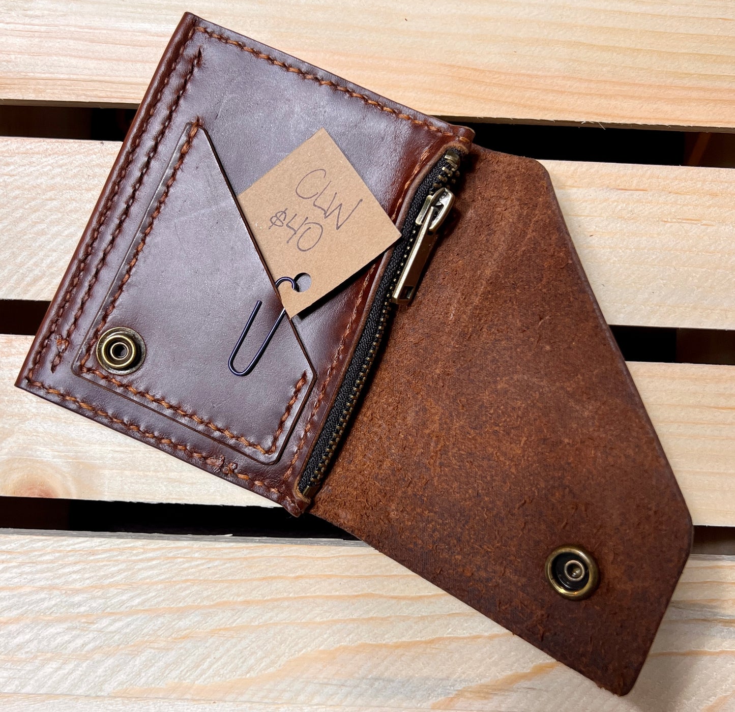Dark Brown Front Snap Card Wallet