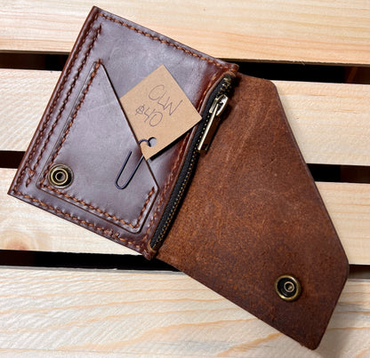 Dark Brown Front Snap Card Wallet