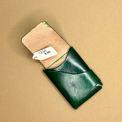 Green Hand Dyed Leather Card Wallet