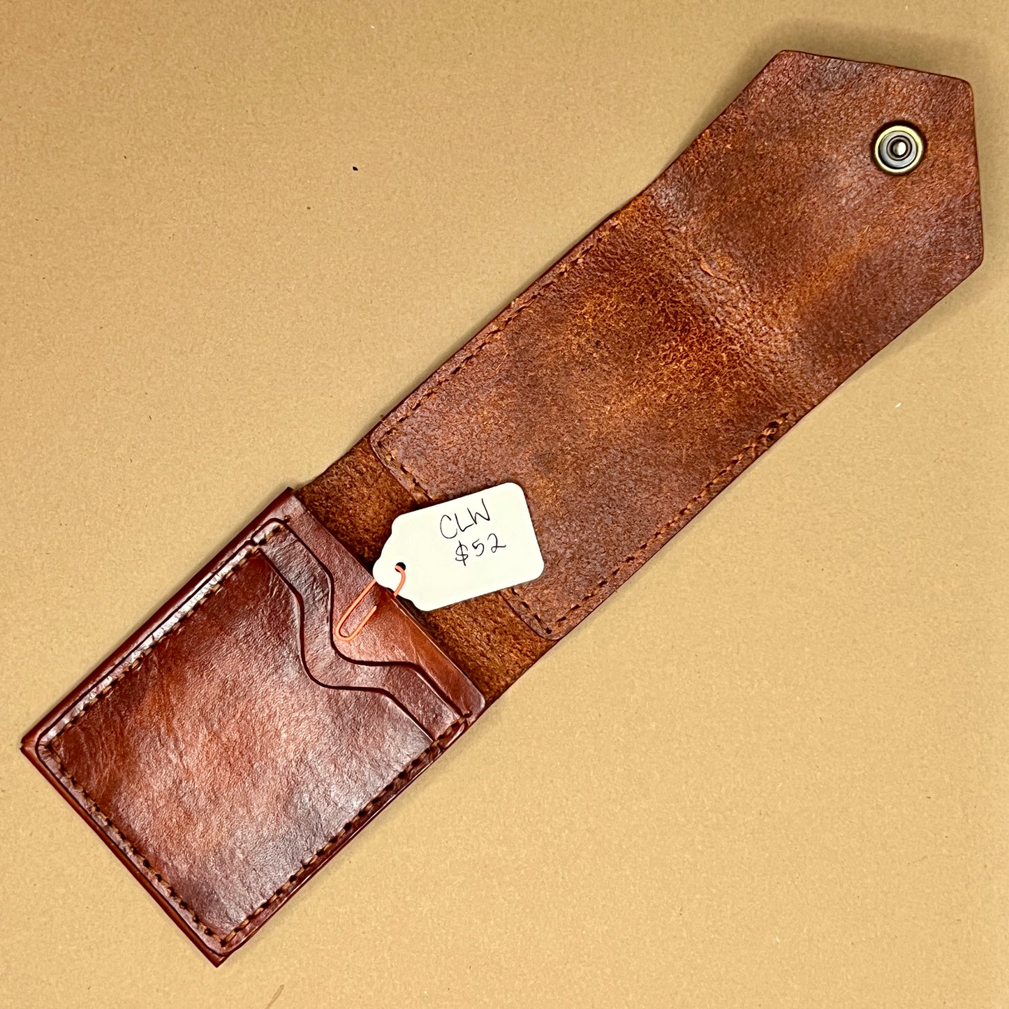 Leather Vertical Trifold Wallet (cognac)