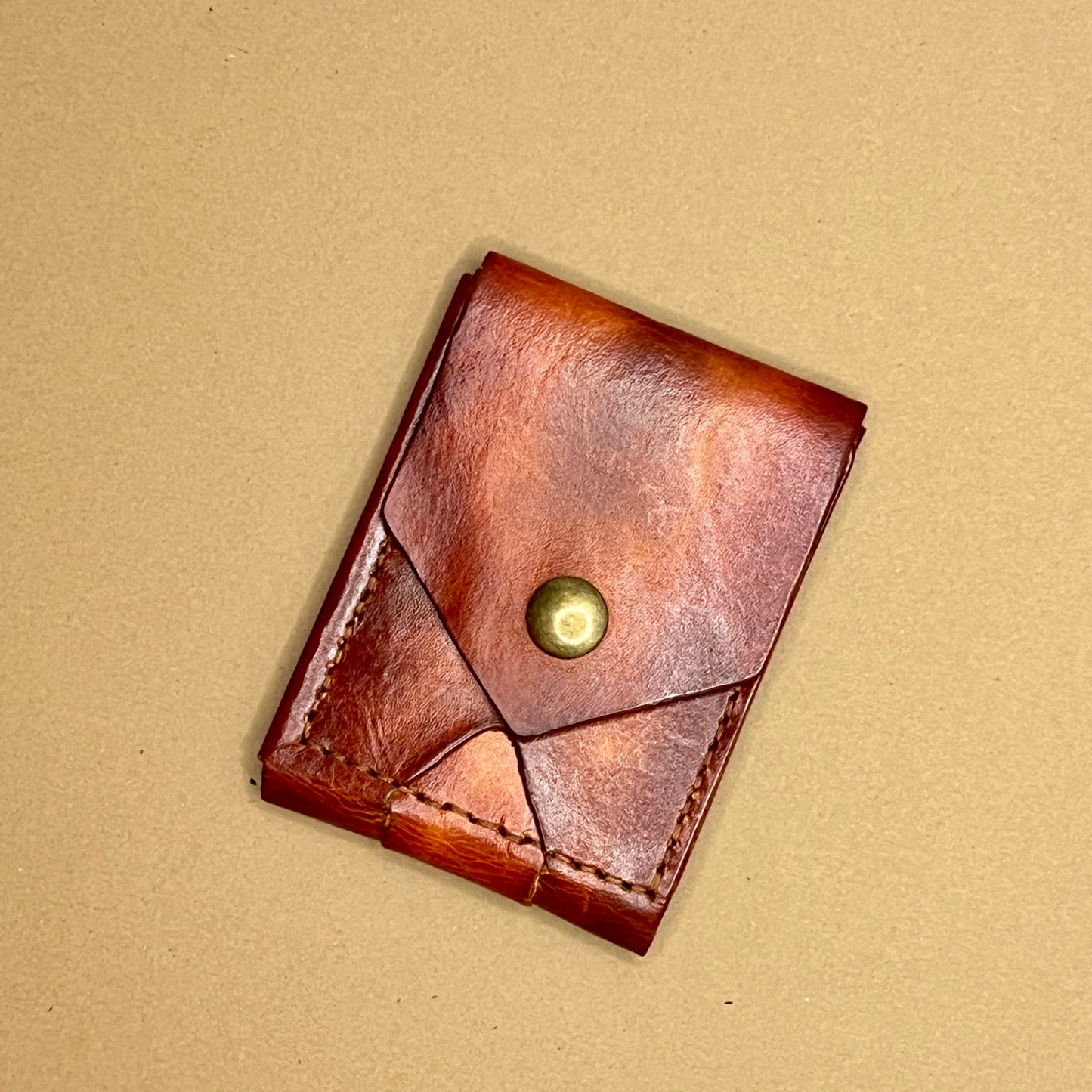 Leather Vertical Trifold Wallet (cognac)