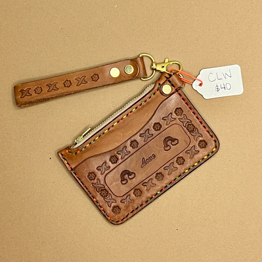 Leather Coin Purse w/Wristlet (love/rainbows)