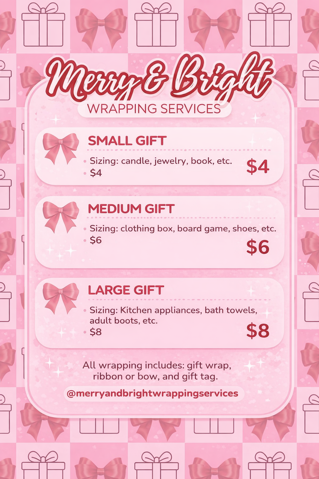 Merry & Bright Wrapping Services (local only, shipping not available)