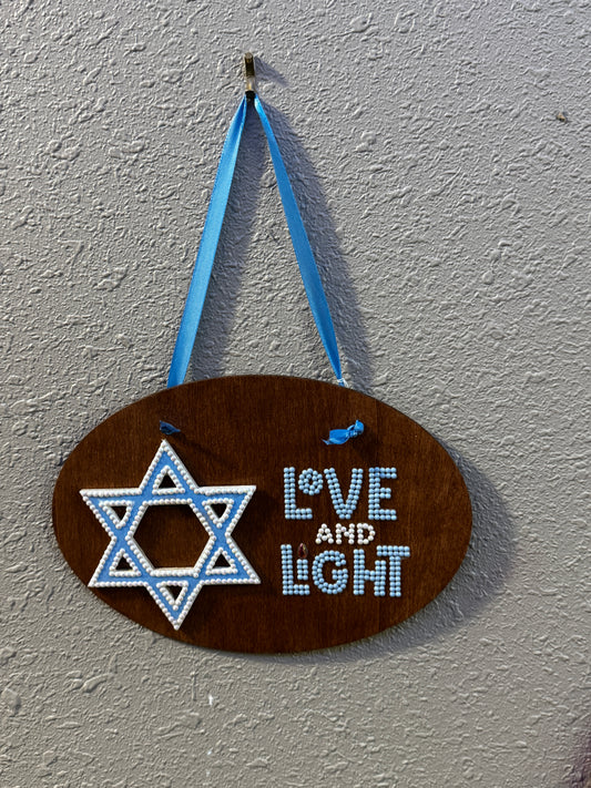 Hanukkah Love and Light Oval Sign - 50% off