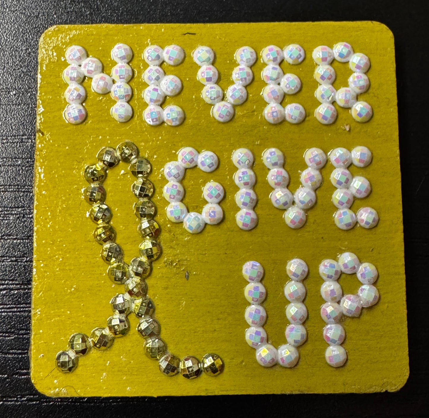 Never Give Up Gold Childhood Cancer Awareness Ribbon magnet