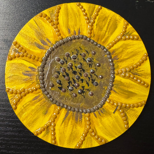 Painted Sunflower Circle Magnet