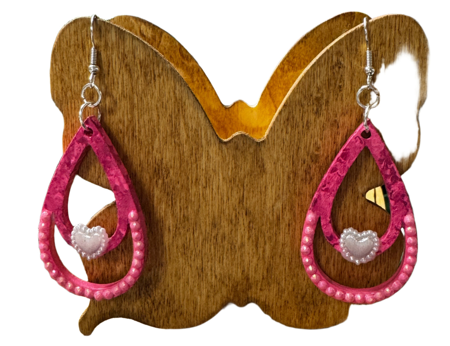 Earrings - Bright pink Double Teardrop