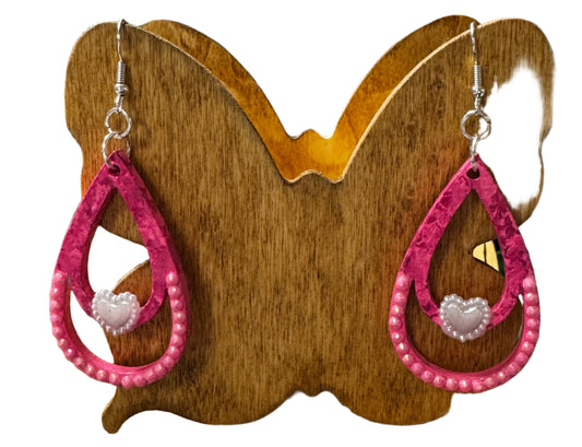 Earrings - Bright pink Double Teardrop