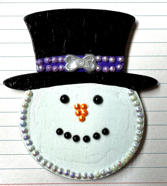 Black and Purple Snowman Magnet