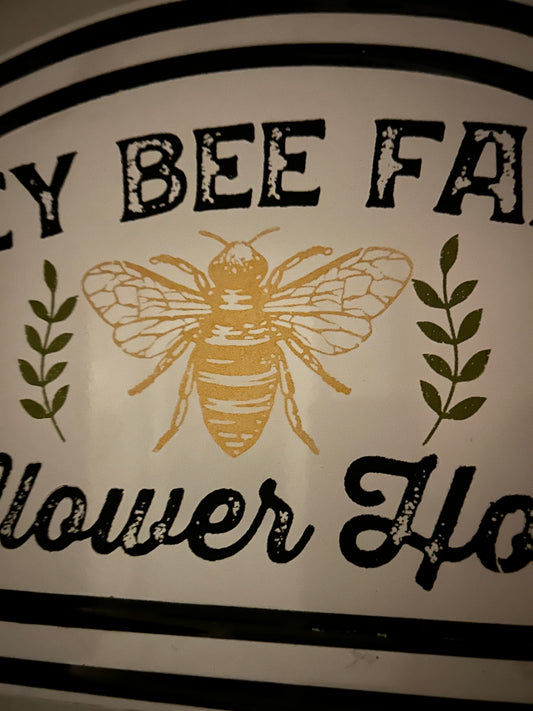 Honey bee farm sign