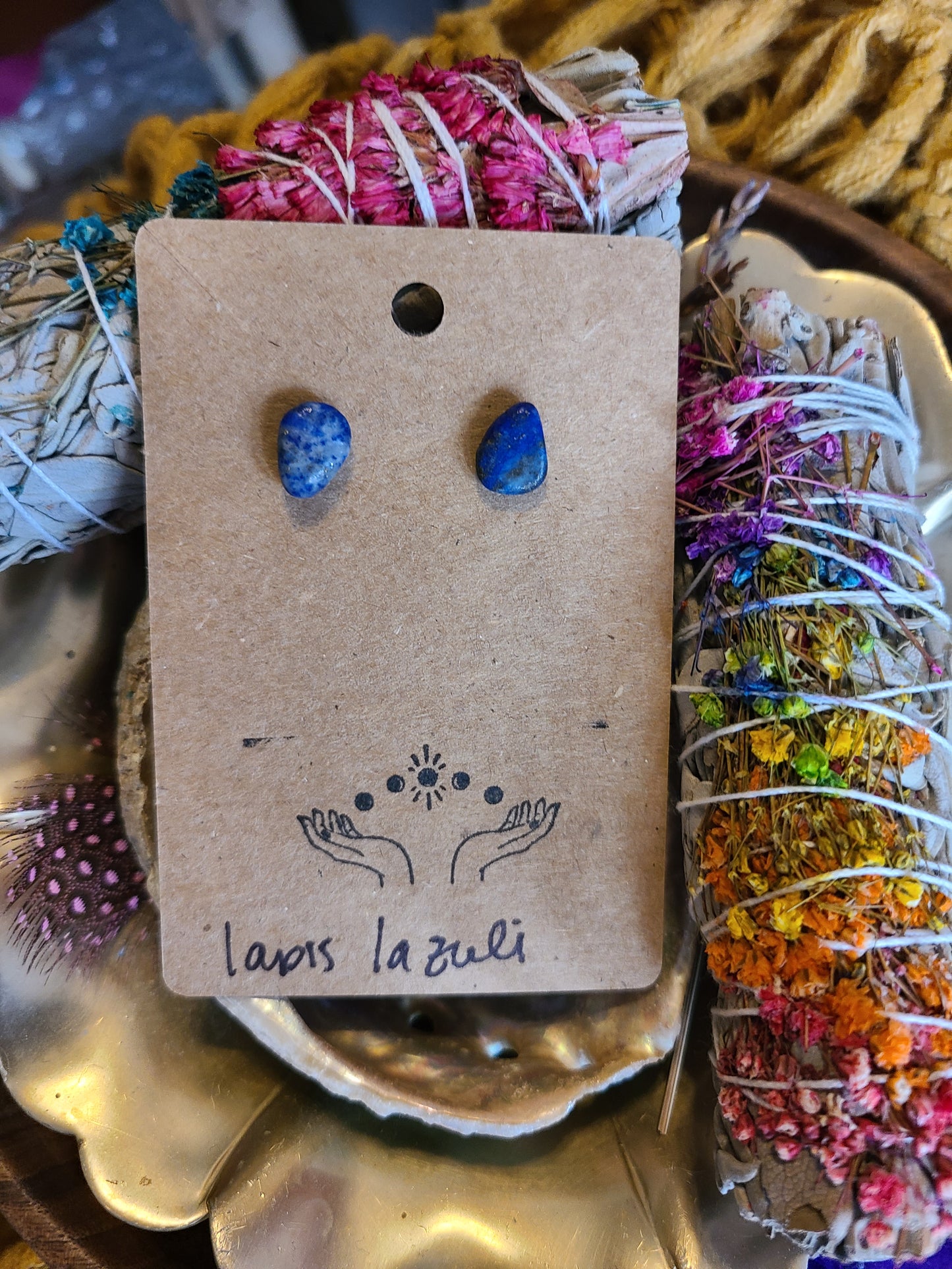 Natural Lapis Lazuli Stud Earrings