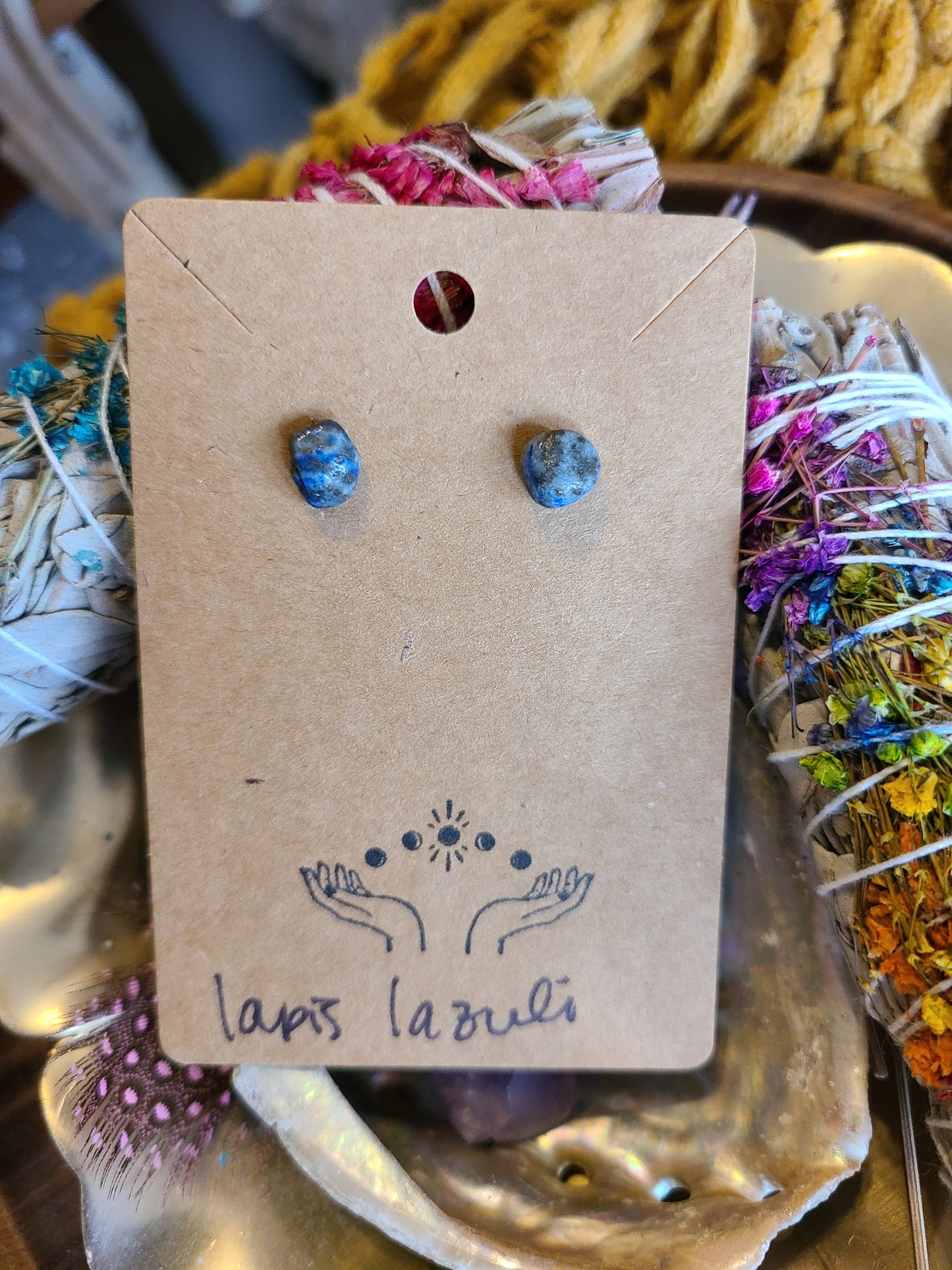 Natural Lapis Lazuli Stud Earrings