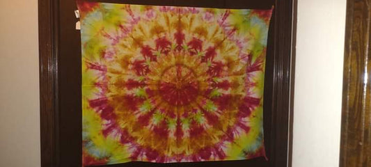 Ice dyed star flower mandala tapestry