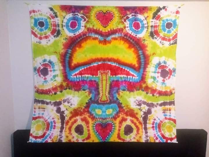 Liquid dyed Mushroom Tapestry