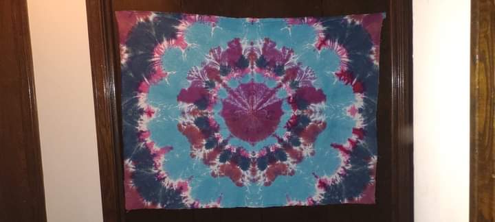 Liquid dyed Star Flower Mandala Tapestry