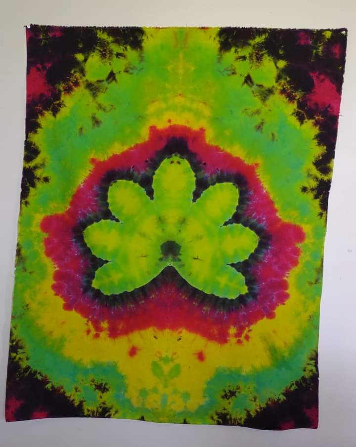 Liquid Dyed Hemp leaf Tapestry