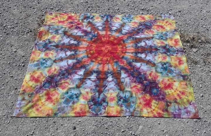 Ice dyed Star Flower Mandala Tapestry