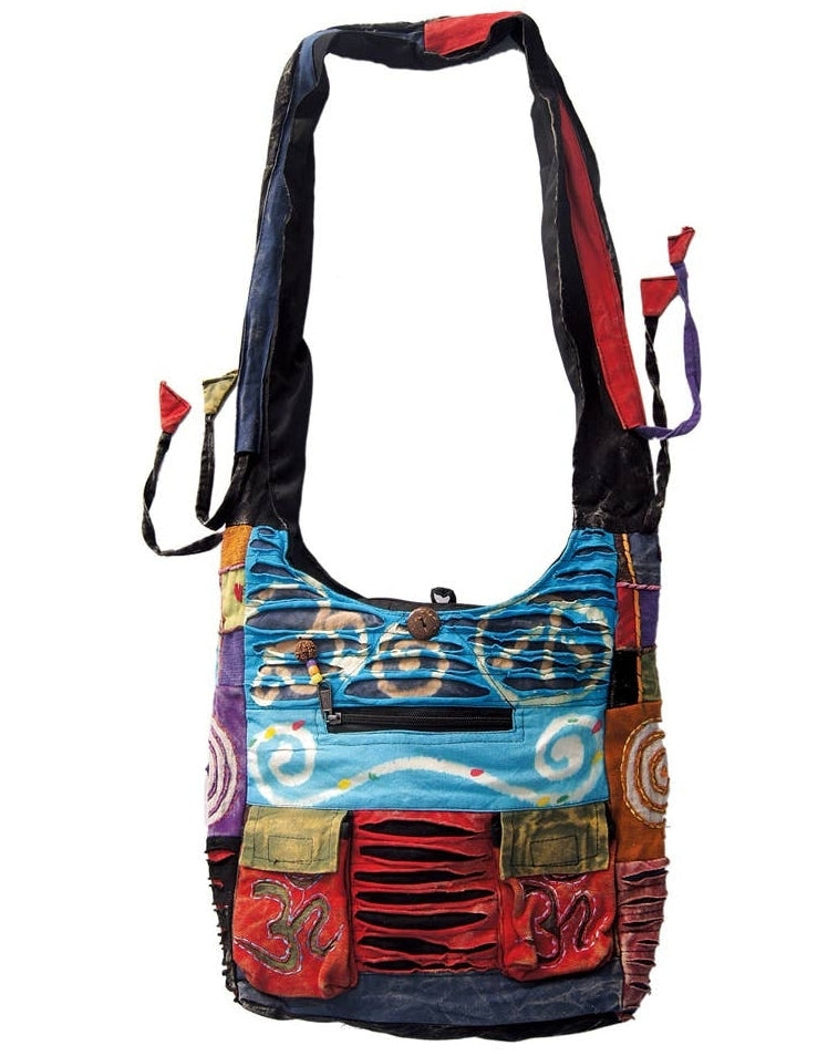 Cotton Peace Sign Messenger Bag with Tassels