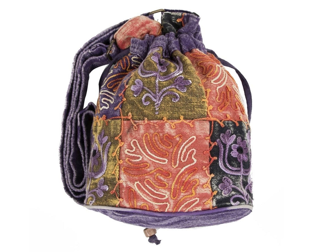 Embroidered Drawstring Hobo Bag