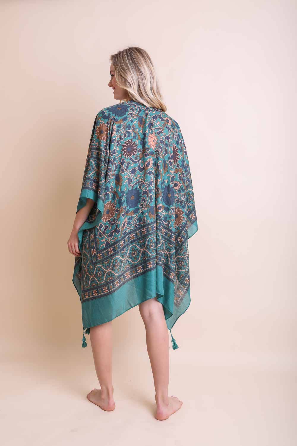 Touch of Morocco Tapestry Kimono - Emerald